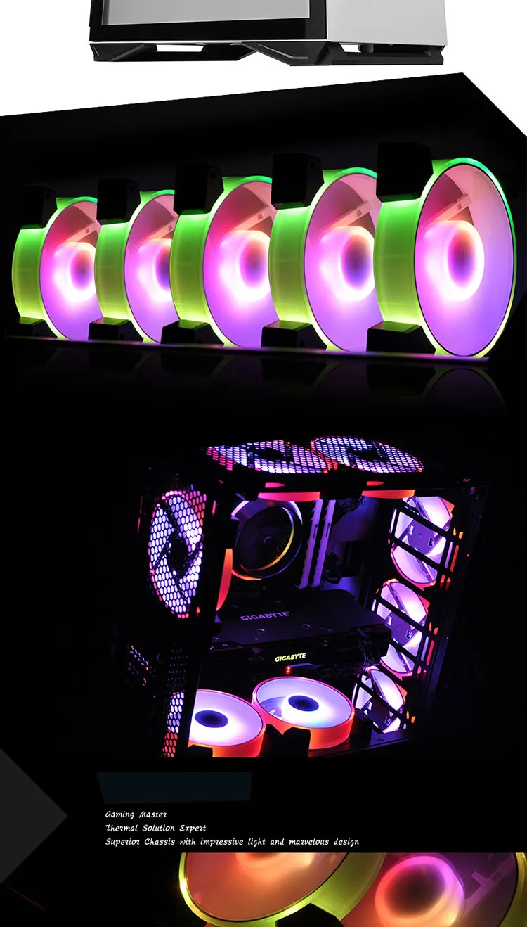 AIGO C5 120 мм чехол RGB Вентилятор охлаждения Синхронизация с материнской платой контроллер для компьютера 12 в управление RGB кулер охлаждающий вентилятор компьютера
