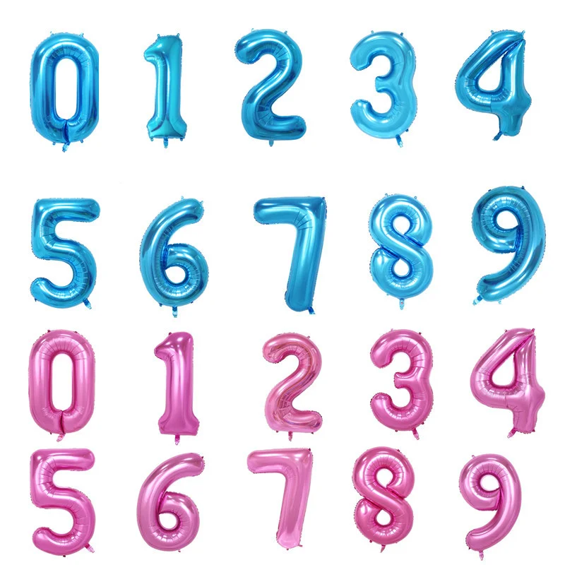 

40inch Number Aluminum Foil Balloons Rose Gold Silver Digit Figure Balloon Child Adult Birthday Wedding Decor Party Supplies