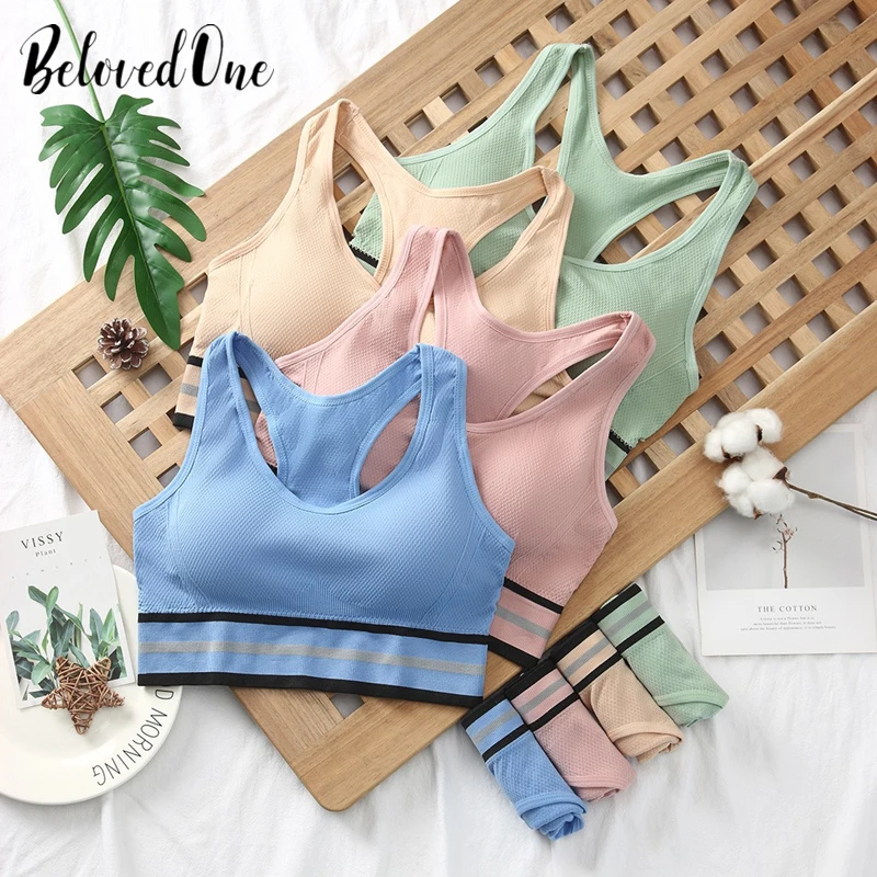 

Women Sports Bra Sets Free Size Elastic Crop Tops And Underpants Lingerie Set Padded Tanks Active Bras Girls Gym Underwear