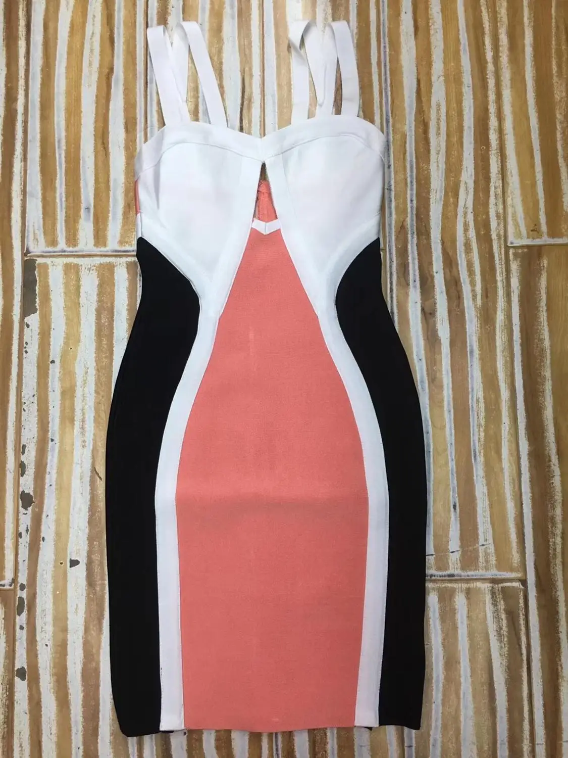 

V-neck Slip Patchwork Sexy Girl Bandage Rayon Celebrity Elegant Evening Club Show Mini Dress