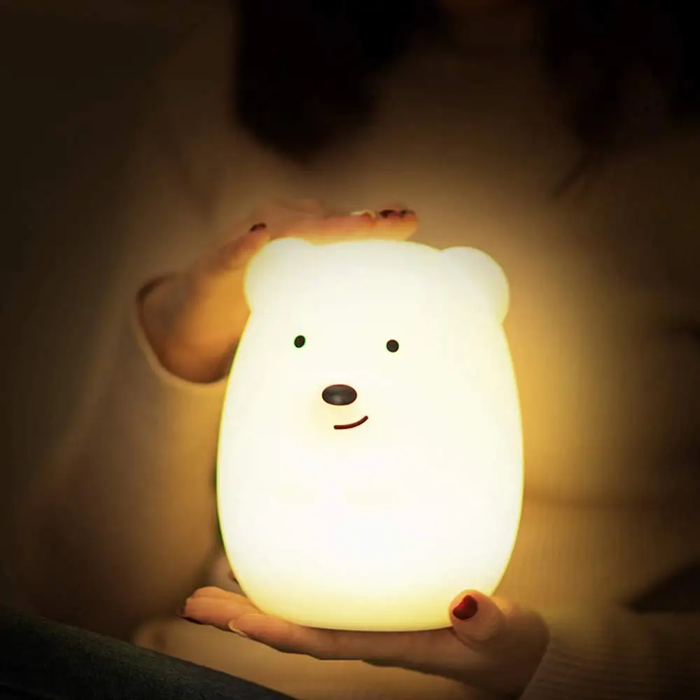 Lumipets Bear Night Light for Kids Cute Silicone LED Animal Baby Nursery Nightlight Which Changes Color by Tap | Лампы и освещение