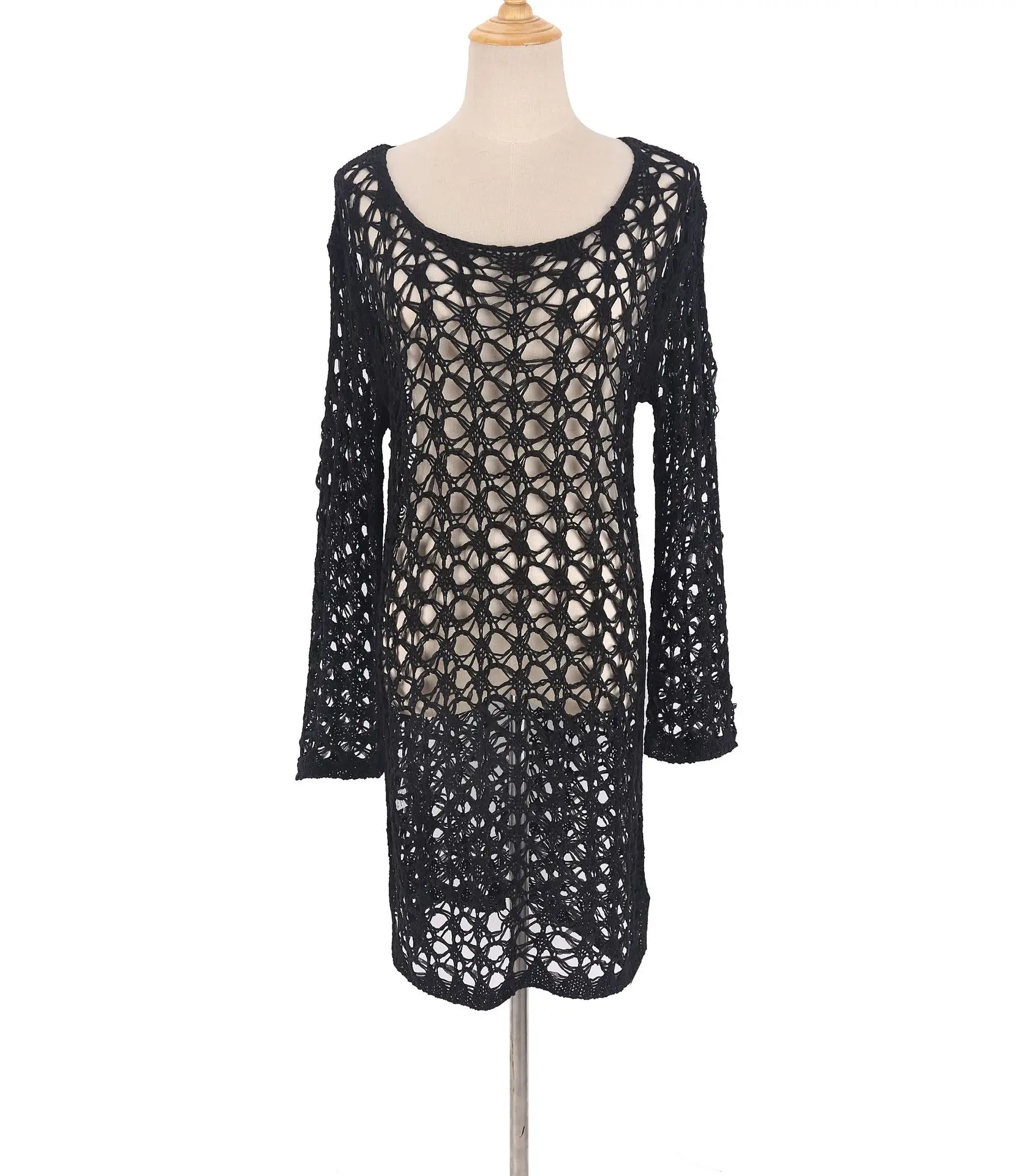 Women's Sexy Swimsuit Cover Ups Casual See Through Crochet Long Maxi Dresses for Swimwear