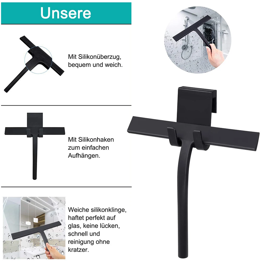 

Shower Squeegee Window Glass Wiper Scraper Cleaner with Silicone Blade & Holder Hook for Bathroom/Kitchen/Car Glass