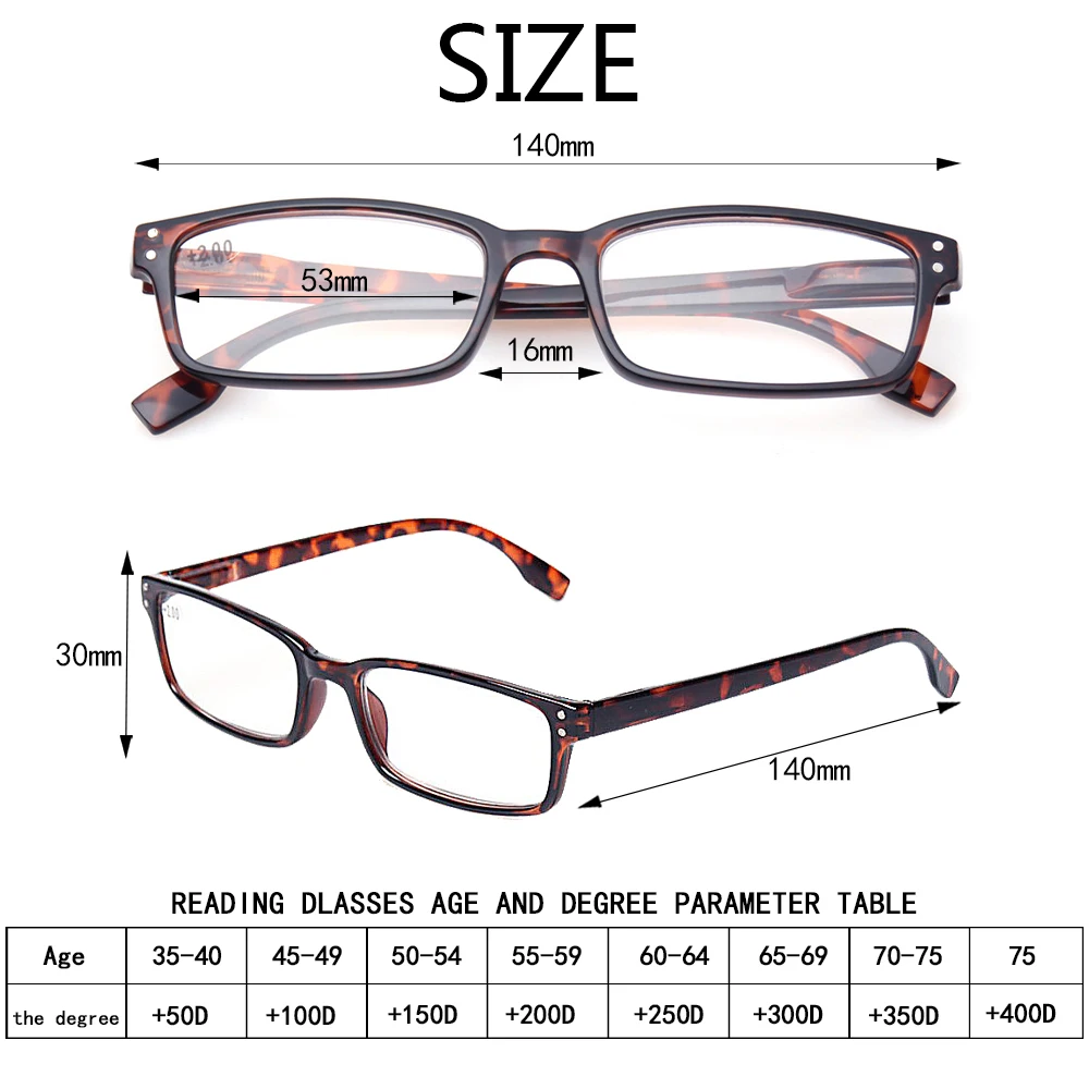 Очки для чтения Turezing с пружинным шарниром классическая прямоугольная оправа