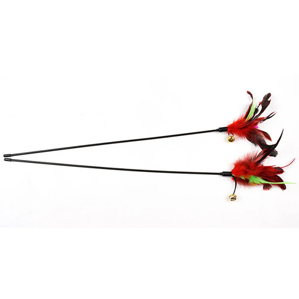 

1pc Portable Entertainment Pet Supplies Artificial Feather With Rod Interactive Toy Playing Hunting Games Small Bell Cat Teaser