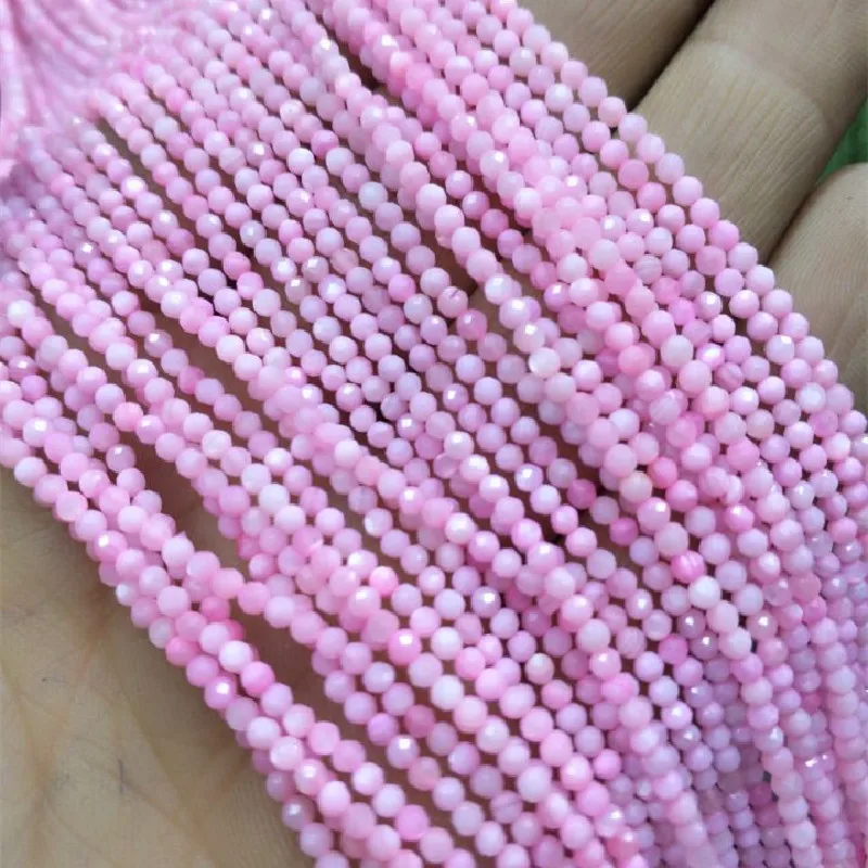 2 струны (abt 400 шт бусин) натуральный граненый розовый ракушка Перламутровые