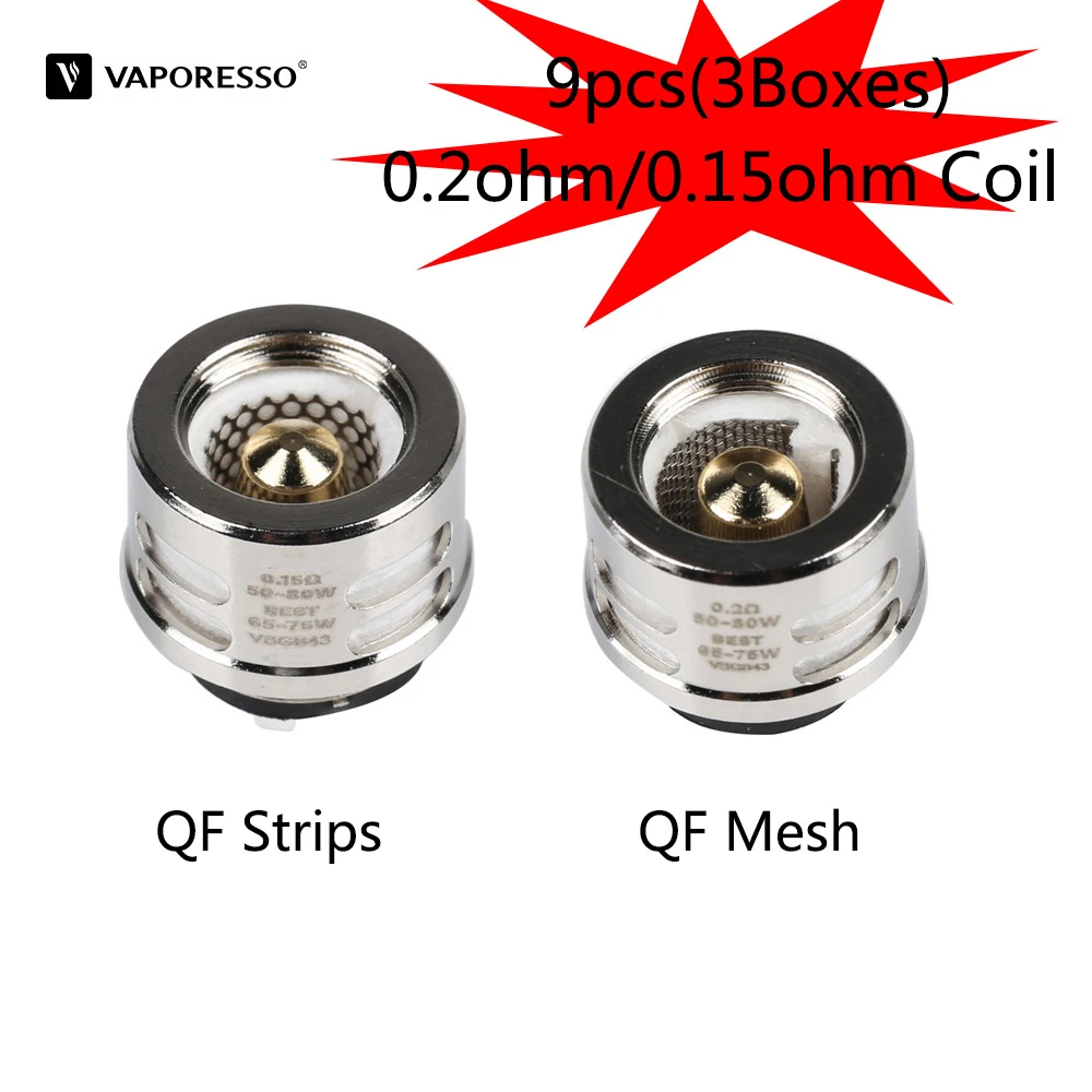 9 шт. Vaporesso QF сетчатая катушка Vaporesso QF полоски катушка головка 0.2ohm 0.15ohm Vape ядро для SKRR атомайзер электронные сигареты