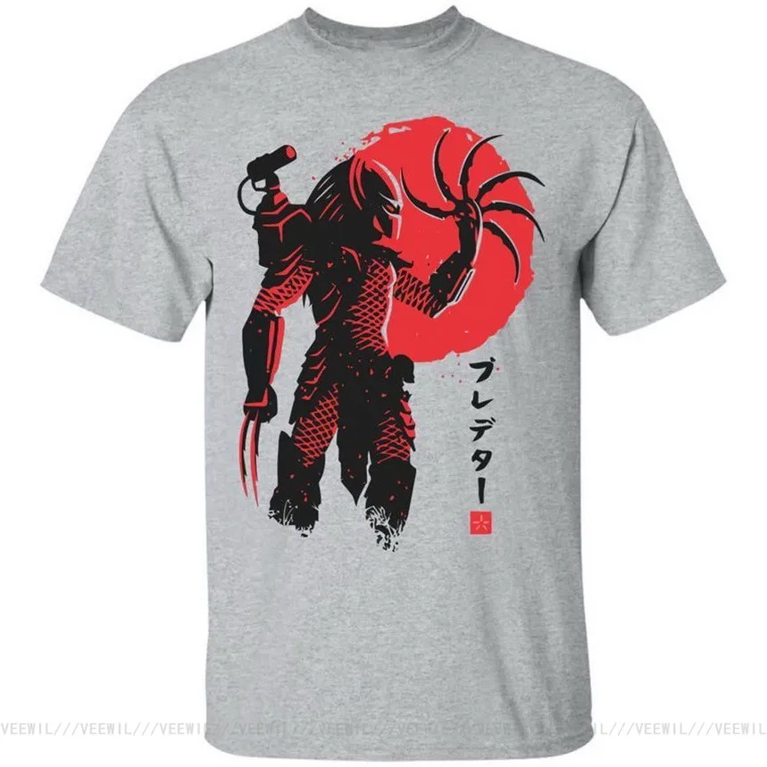 

Хищник ужасная футболка японский Стиль Мужская Ретро 80 х фильм с коротким рукавом S 3XL свободные черные мужские винтажные Homme Футболки