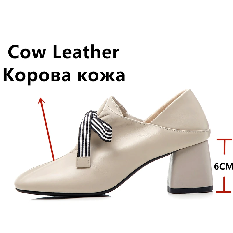 Женские туфли из воловьей кожи FEDONAS коричневые на толстых каблуках с
