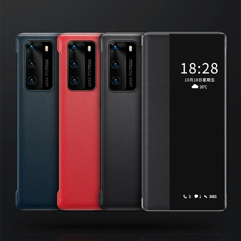 smart view case for huawei p40 pro auto sleep wake up flip cover slim phone case magnetic shell for huawei p40pro fundas capa free global shipping