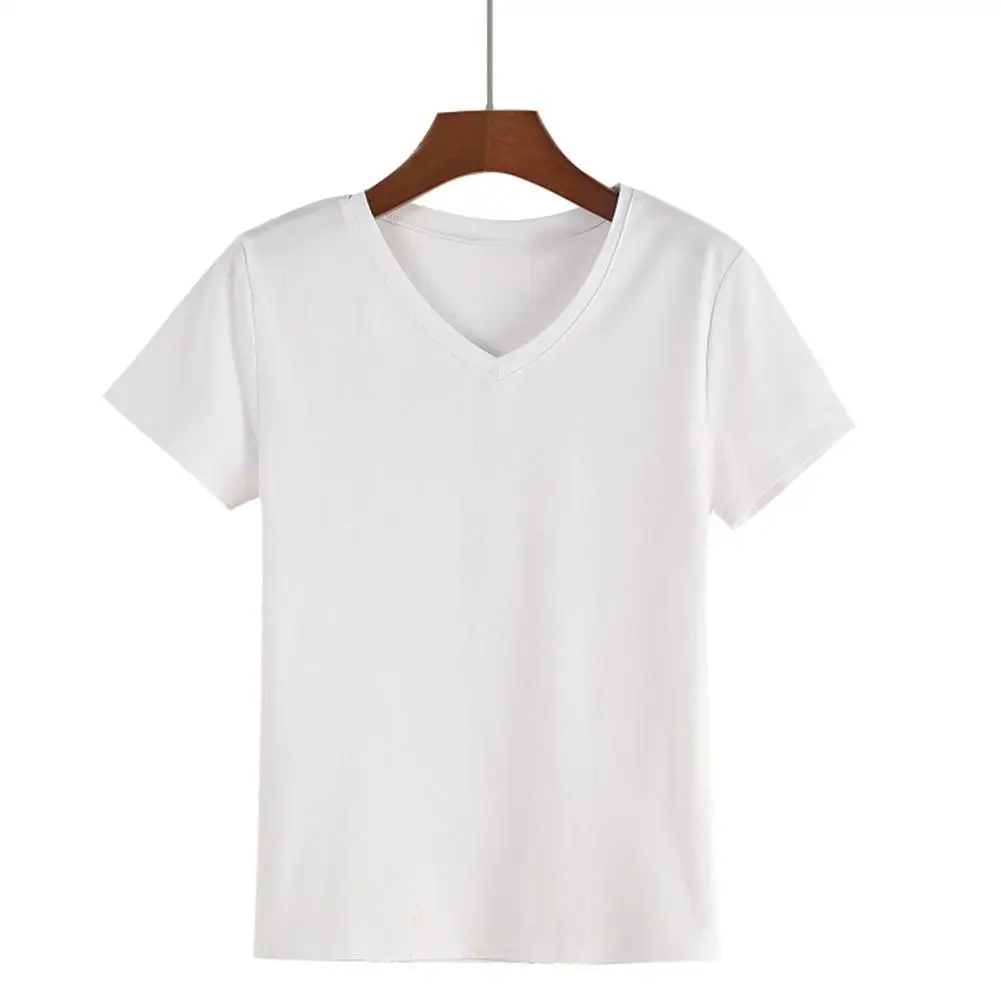 

Solid Color Summer Slim Basic Top Casual Women V Neck Short Sleeve T-Shirt