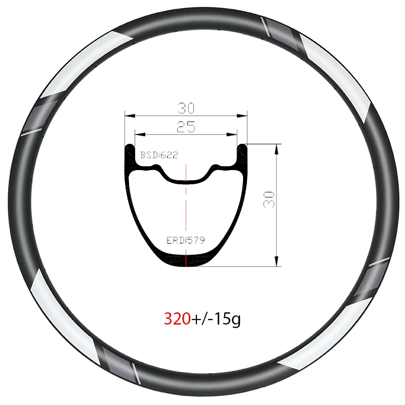Ульсветильник углеродный обод 29er MTB XC 320 г бескамерный 30 мм Ширина глубокий UD 3K 12K