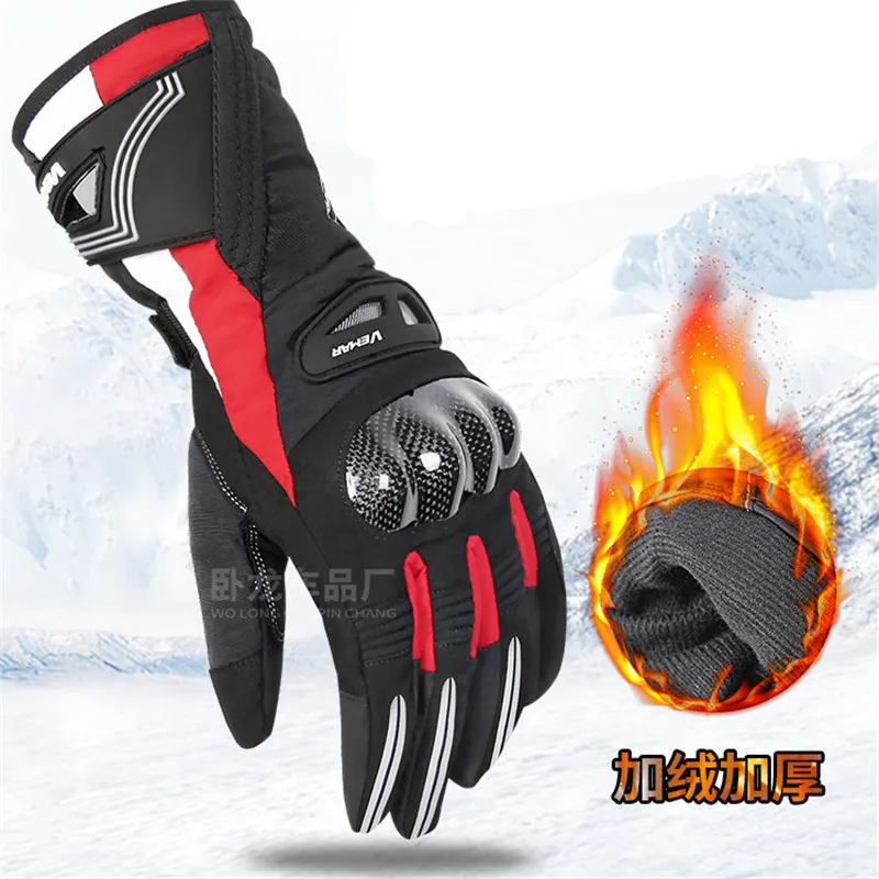 

High Quality Winter Moto Gloves Ski Gloves Full Finger Touch Screen Plush Thermal Windproof Waterproof Hard Shell Protection