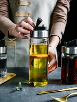 nordic style transparent glass oil bottle with handle scale heat resistant lecythus kitchen tools soy vinegar sauce container