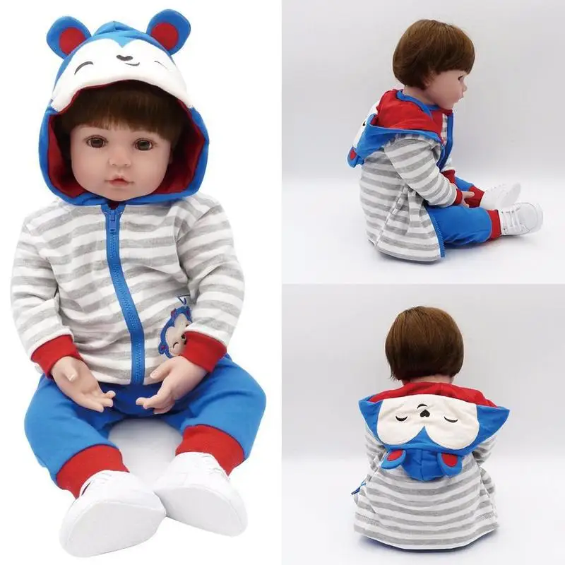 

Montessori Gray-white striped monkey cloth body