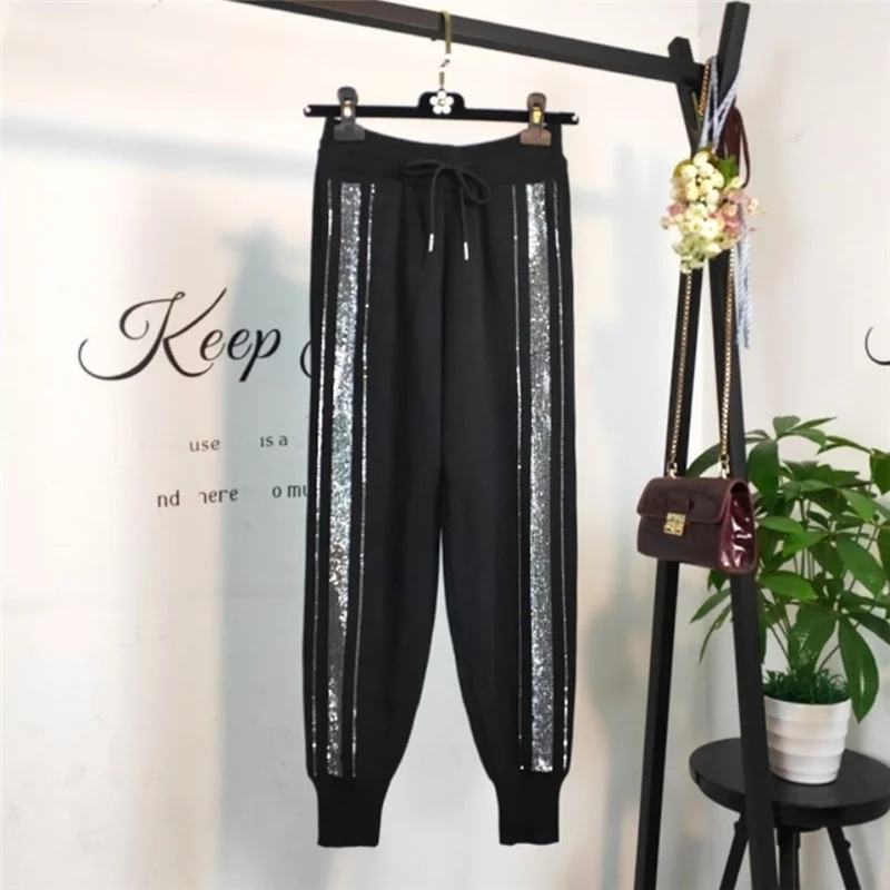 2023 New Summer Hot Drilling Harem Pants Women Pantalon Femme hiphop Casual Pants Shiny Fashion Korean Pencil Jogger Pant