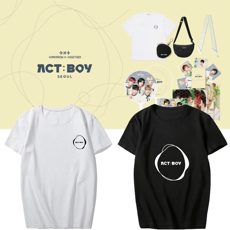 

KPOP TXT LIVE ACT:BOY Support T-shirt Women Tops K-pop TOMORROW X TOGETHER Short Sleeve Tshirt Summer Top Men Tee Fan Collection