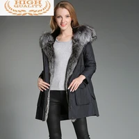 natural rabbit fur liner parka real fur coat winter jacket women fox fur collar long jackets for women warm outwear my