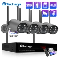 techage 8ch 3mp pt wireless security nvr kit two way audio outdoor waterproof video surveillance camera human detect auto track