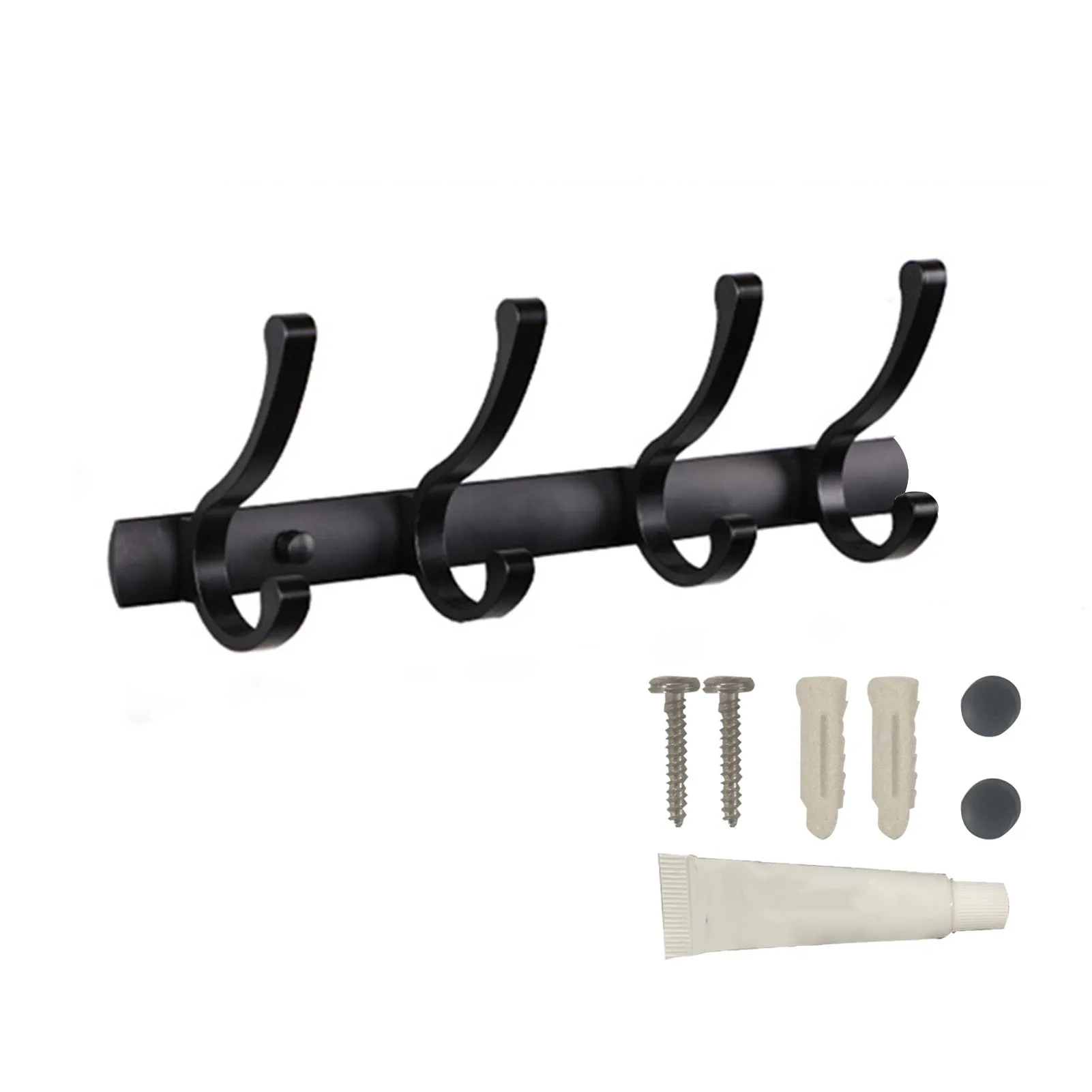 

Space Aluminum Storage Hat Towels Black Simple Bathroom Multifunctional Coat Rack Accessories With Hooks Wall Mounted Modern