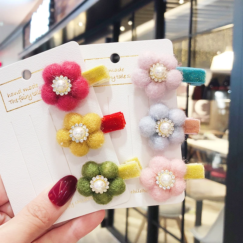 Новые милые заколки для волос девочек с цветочным орнаментом и карамельными