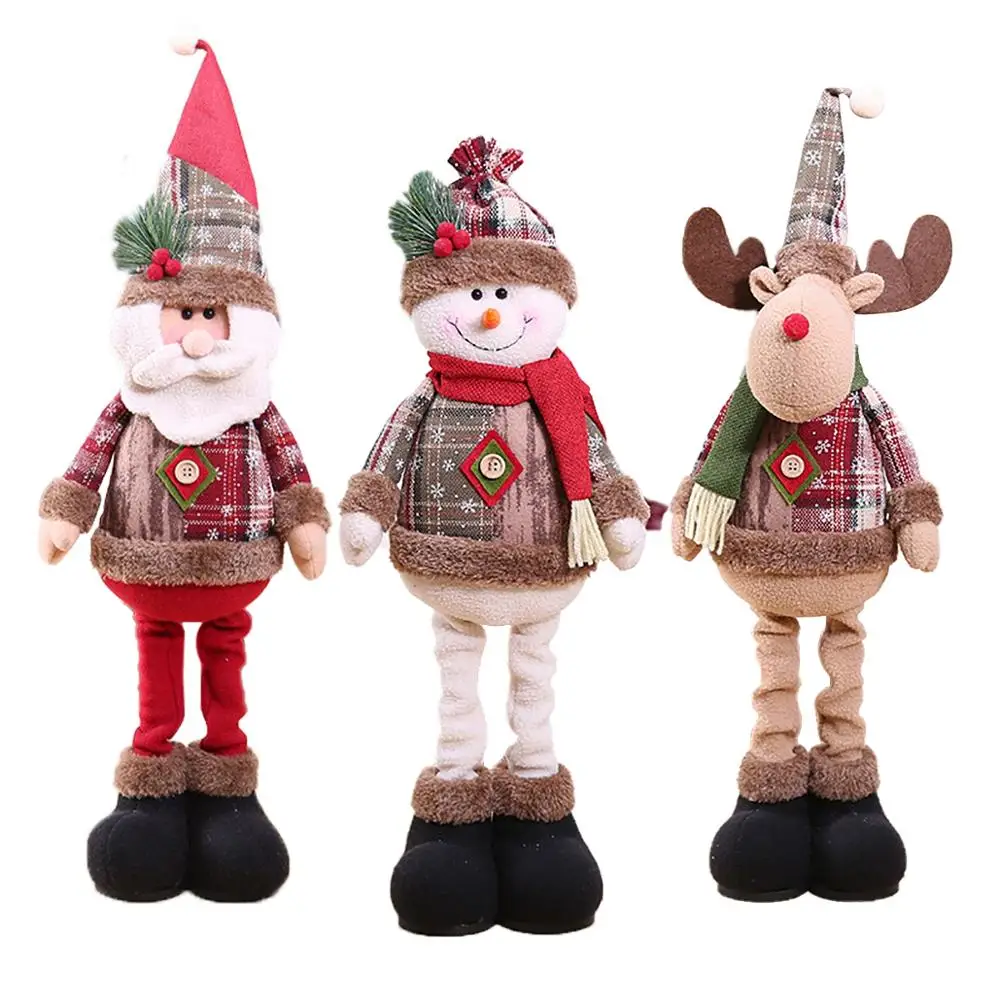 

Christmas Window Decoration Household Ornaments Plush Dolls Retractable Legs Santa Claus Elk Snowman Desktop Decoration Supplies