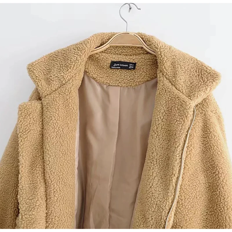 

New Women's Coat Wool Solid Color Thick Lap Top Shirt Lamb Hair Loose Outdoor Street Dress Jacket Female