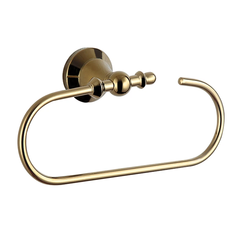 

Personality Contemporary Polished Golden Gold Towel Holder Towel Ring Solid Brass Towel Bar Mounting Bathroom Products