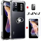 3 в 1  телефона чехол для POCO M4 Pro 5 G задняя крышка POCOM4 Pro защита камеры POCOM4Pro поком4 про чехол Transparent Case POCO M4 Pro 5G POKO M4 POCO X3 Pro чехлы POCO M4Pro кольцо чехол поко м4 про