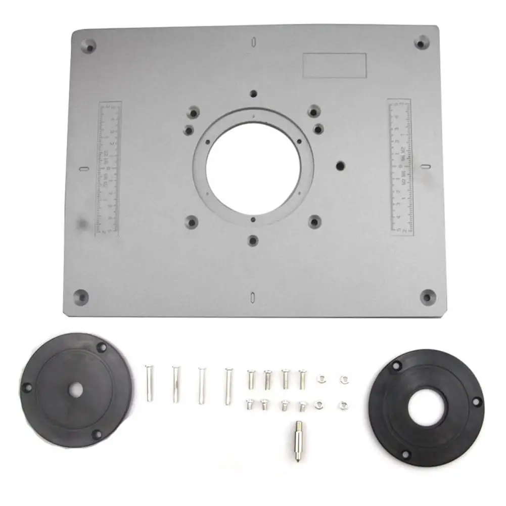 

300mmX235mmX9.5mm DIY Aluminum Alloy Router Table Insert Plate with Rings Screws for Woodworking