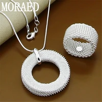 bridal jewelry sets 925 silver fashion round finger rings necklace set for women men charm jewelry gift
