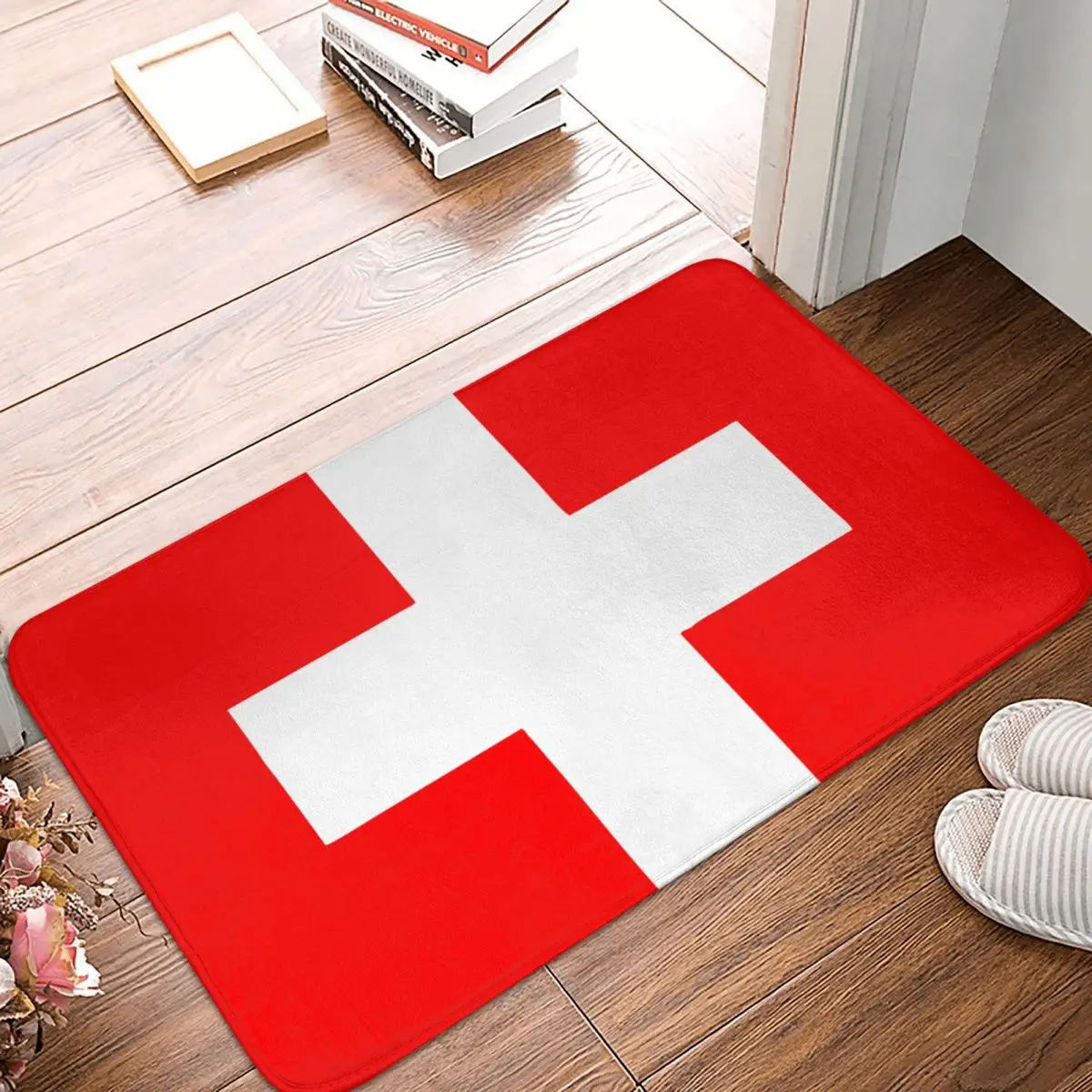 

Flag-of-Switzerland Polyester Doormat Rug carpet Mat Footpad Anti-slip AntiwearEntrance Kitchen Bedroom balcony Cartoon