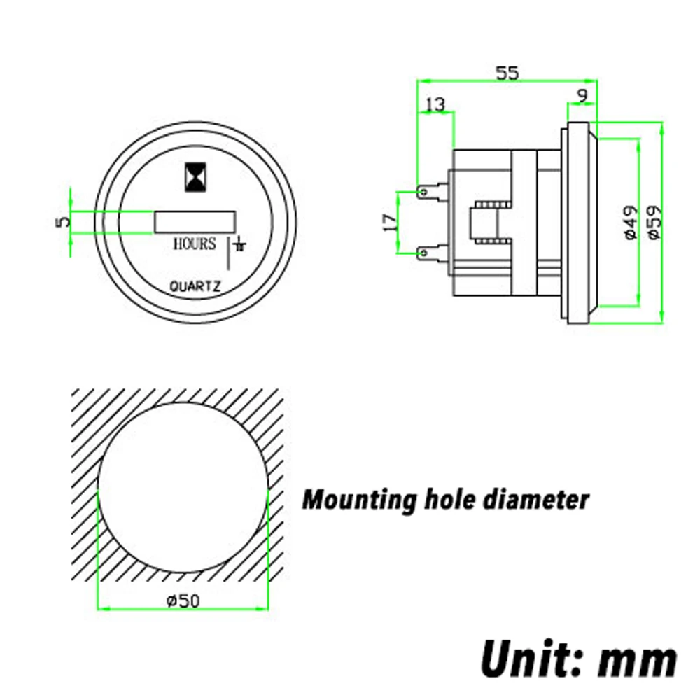 Цифровой счетчик часов водонепроницаемый круглый измеритель 2 3 дюйма 12 В 24 для