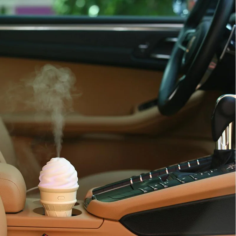 

Air Humidifier Ice Cream 90ML USB Humidificador Purifier with Colorful Led Light Ultrasonic For Office Car Mini Aroma Diffuser