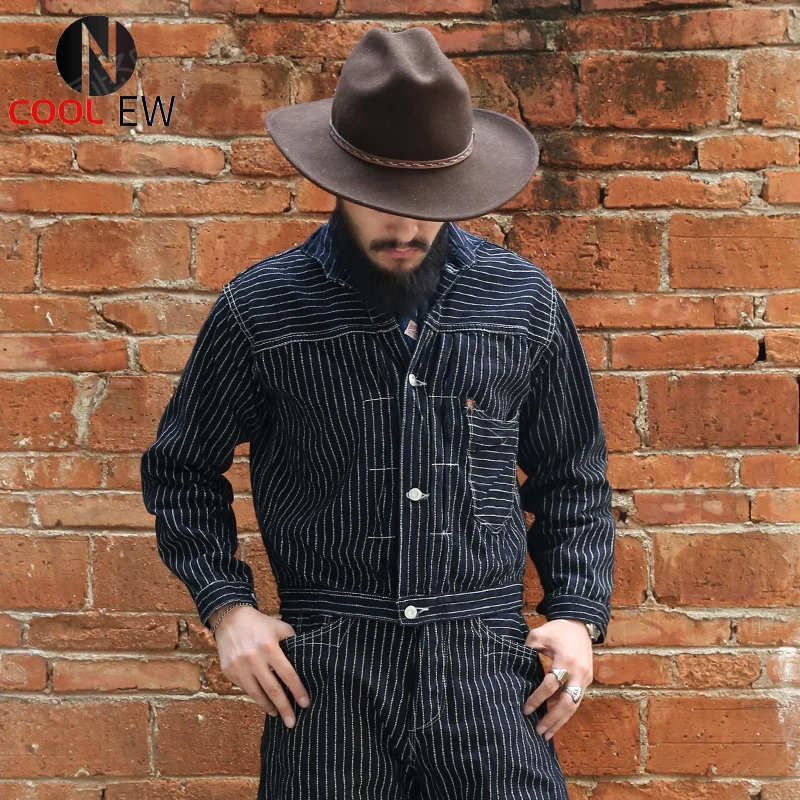 

878 Bronson Vintage Indigo Jacket Wabash Stripe 15.5 Oz Raw Denim Jacket