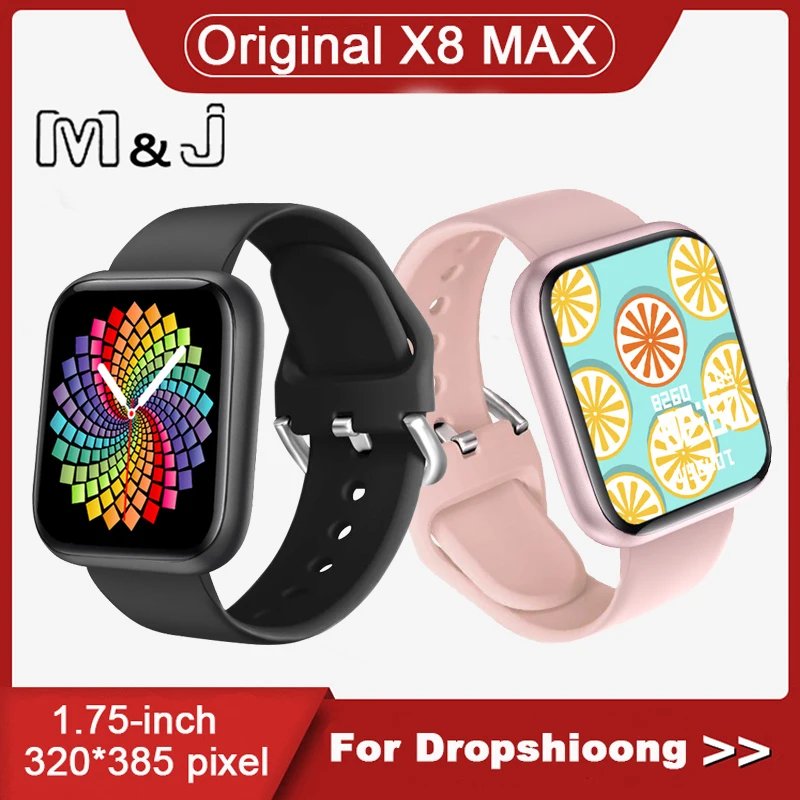 

2021 Original X8 Max Smart Watch 1.75inch Custom Dia BT Call Sports Sleep Monitor Heart-rate Men Woman iwo Smartwatch PK iwo13
