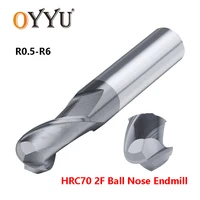 oyyu high hardness ball nose endmills hrc70 lengthened cnc round tungsten router bit solid carbide end mills r0 5 r1 r1 5 r1 75