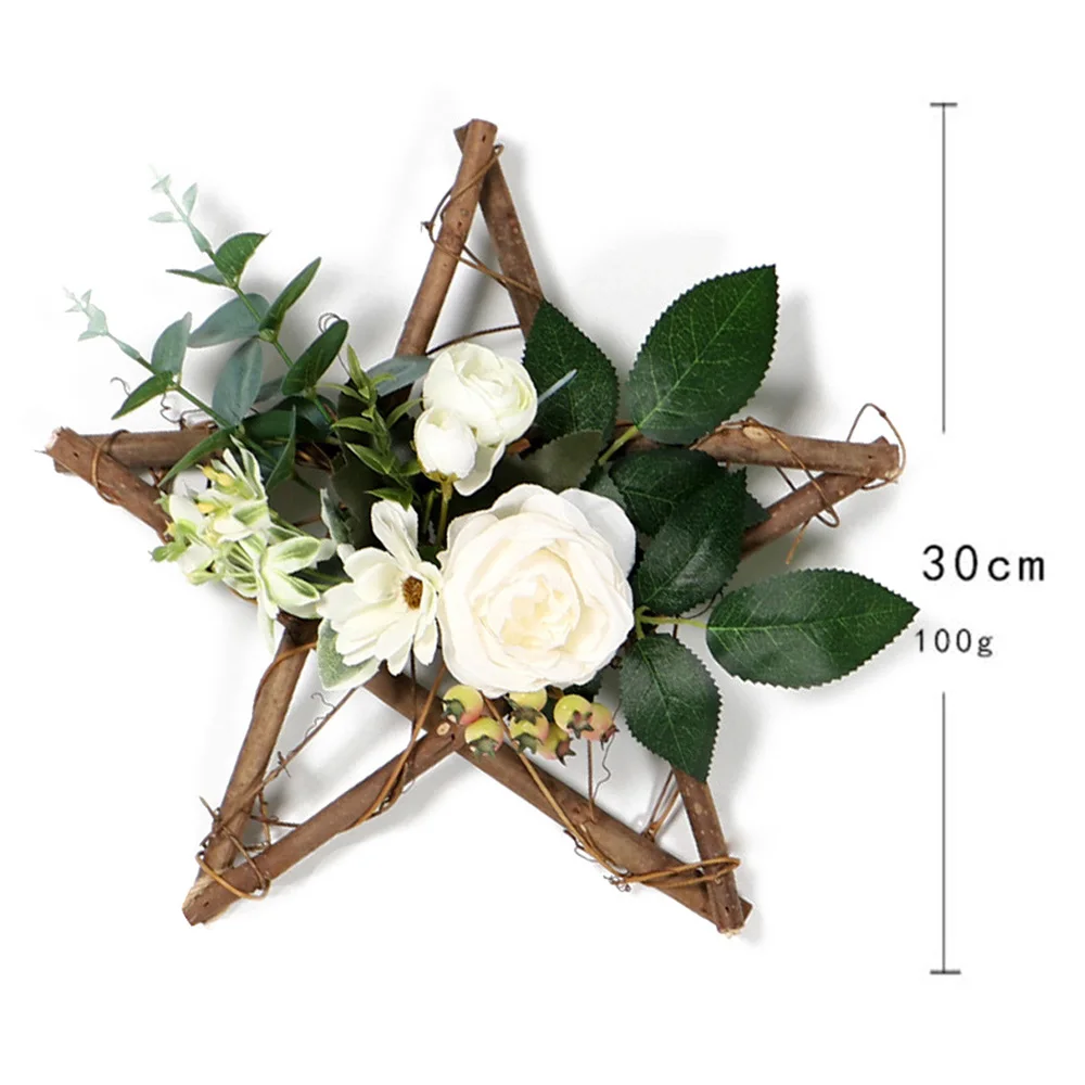 Деревянный венок с пентаграммой искусственный цветок украшение для дома