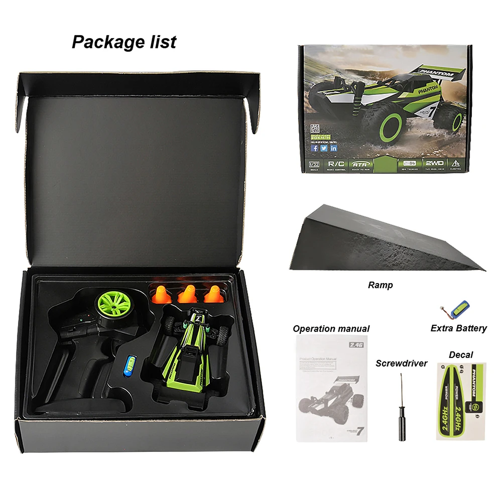 1/32 RC гоночный автомобиль 20 км/ч высокоскоростной автомобиль. 24G Радиоуправляемая