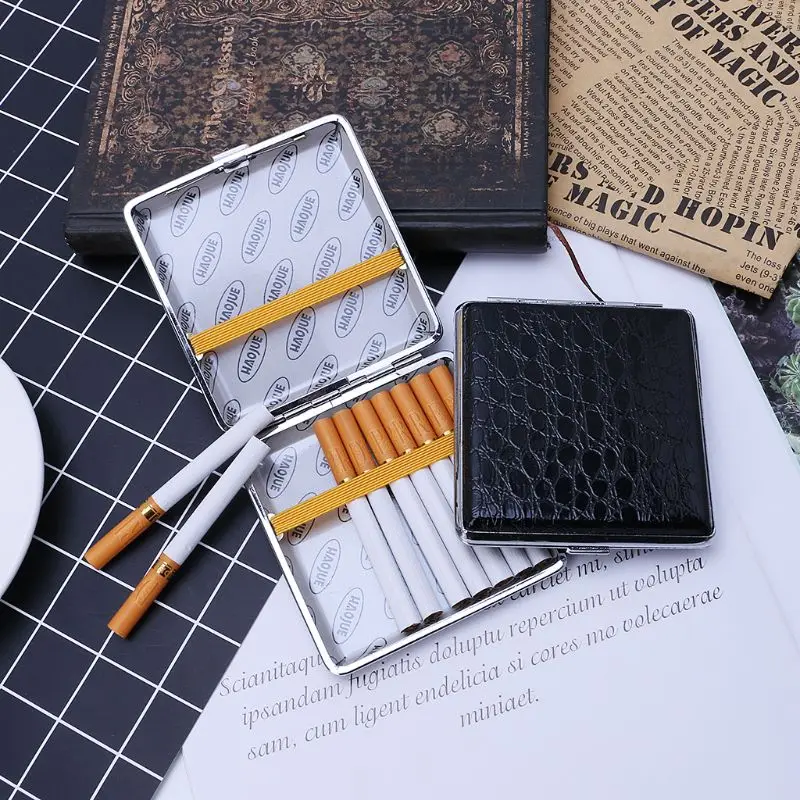 

P15D Leather Cigarette Case Personalized Creative 20 Sticks with Rubber Band Gift Box