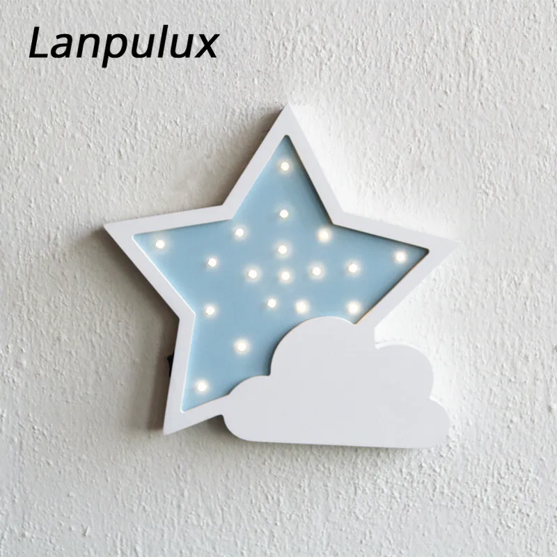 Lanpulux 3D деревянная звезда луна лампа милый мультфильм светильники дети ребенок украшение для детской спальни ночные светильники настенные настольные изделия