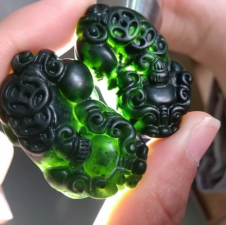 1PC Hand-Carced Natural Black Green Jade Tiger Pendant Necklace Chinese Fashion Charm Jewellrey Amulet Gifts for Men Women | Украшения и