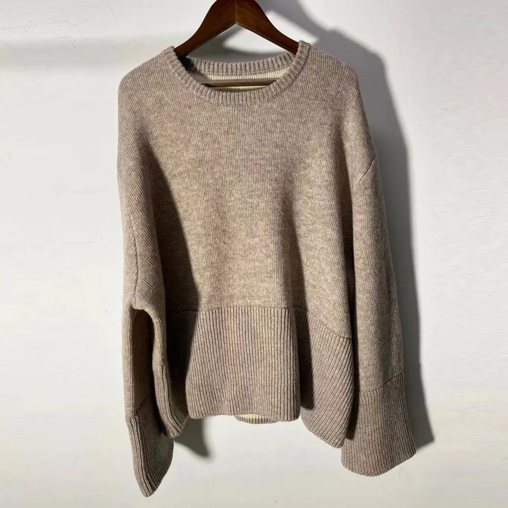 

100% кашемировый женский двойной вязаный свитер с круглым вырезом и длинным рукавом свободный женский пуловер свитер 2021 Новинка