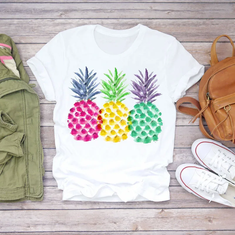 

Women Hello Summer Watercolor Fruit Print T-shirt Female Graphic T Shirt Girl Streetwear Tees Shirt 90s T-shirts,Drop Ship