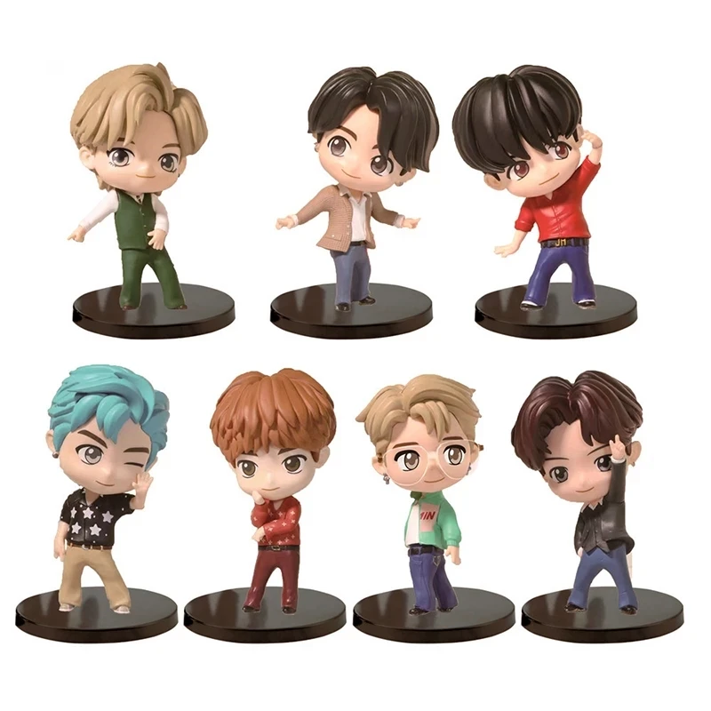

7pcs/set Kawaii Bangtan Boys Groups PVC Figure Model Toys Cute KPOP Star TOP Groups A.R.M.Y Action Figures Dolls Gift for Girls