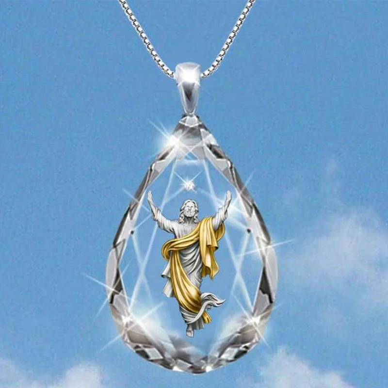 

Jesus Christ Cross Pendant Necklaces Alloy Bead Long Chain Mens Women Virgin Mary Christian Fashion Jewelry Rosary Necklace