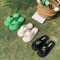 mr co green slippers women women shoes beach sandals open toe platform flat heel beach slides high quality ladies flip flops