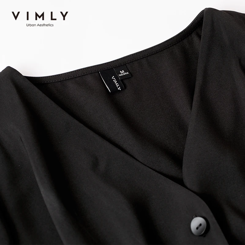 Женский винтажный Ромпер Vimly однотонный комбинезон на кнопках с v образным