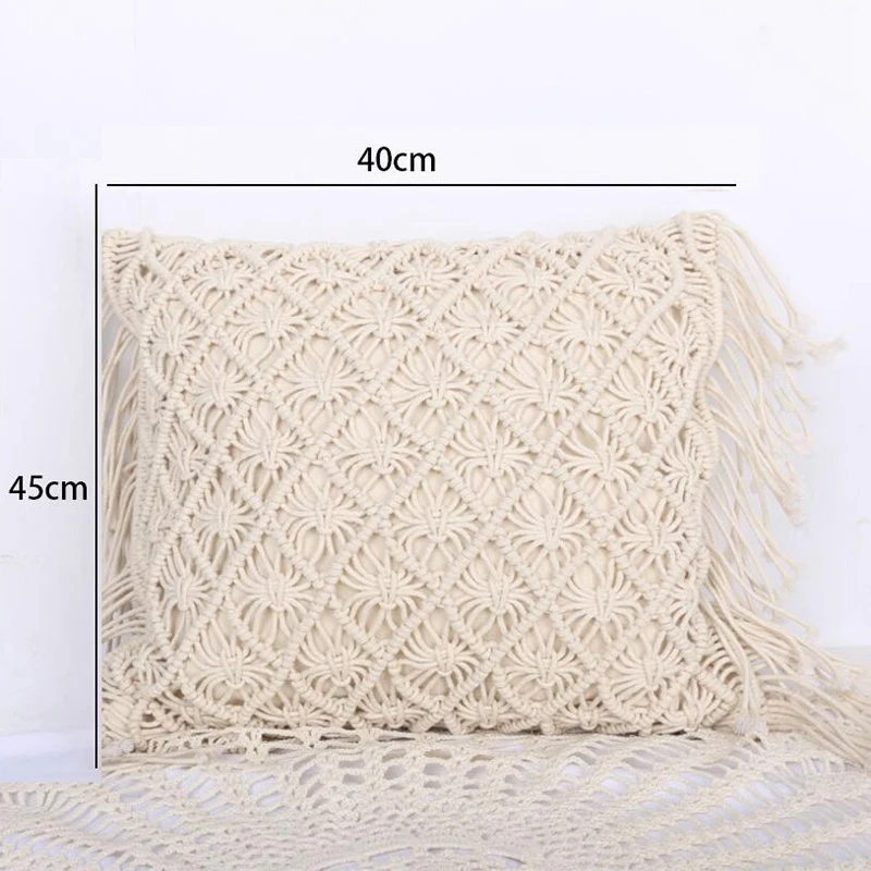 Cushion Covers Cotton Linen Macrame Hand-Woven Thread Pillow Geometry Bohemia Style Pillowcase Home Decor 45X45cm | Дом и сад