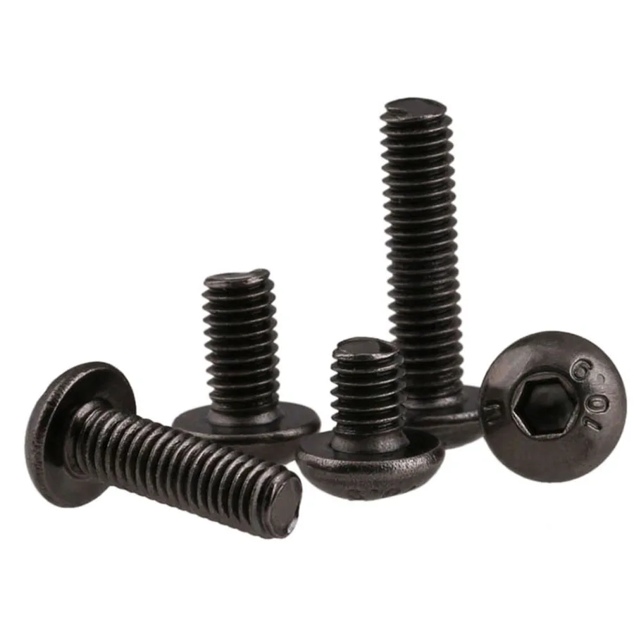 

20Pcs ISO7380 M2 M2.5 M3 M4 M5 M6 Grade 10.9 Black Hex Socket Round Button Head Screws Black Nickel